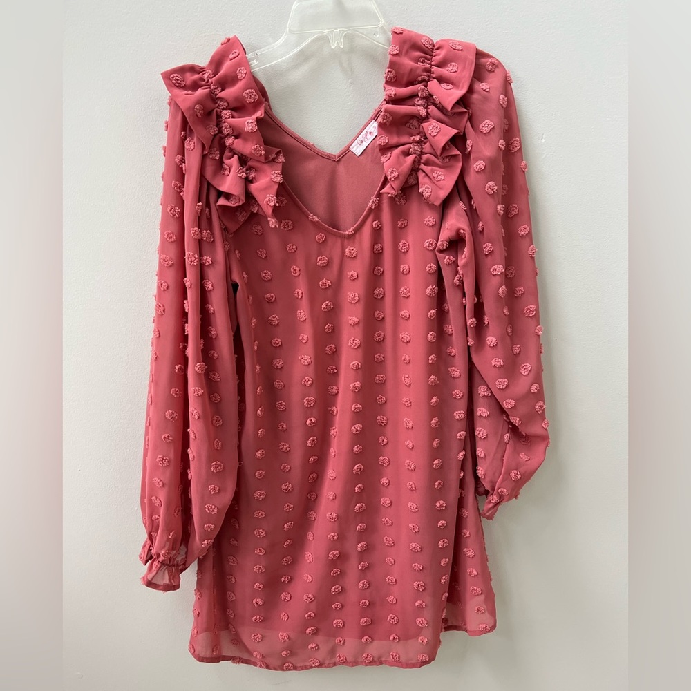Boutique Pink Swiss Dot Dress